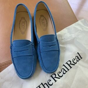 TOD’S Blue Suede Driving Loafers Flats – Size 38.5 (US 8)